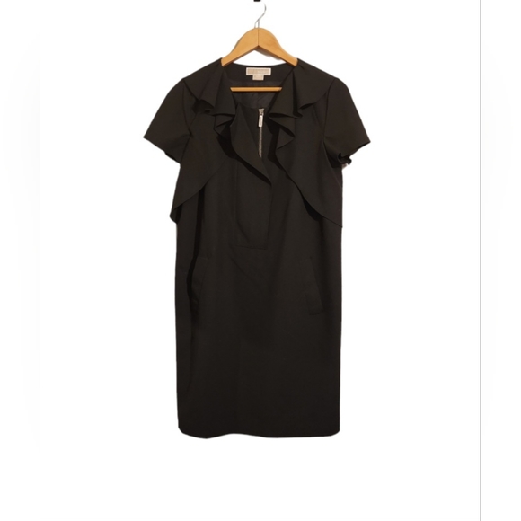 Michael Kors Black Dress with Cap Sleeves, Pockets and Zipper at Front - Picture 1 of 8